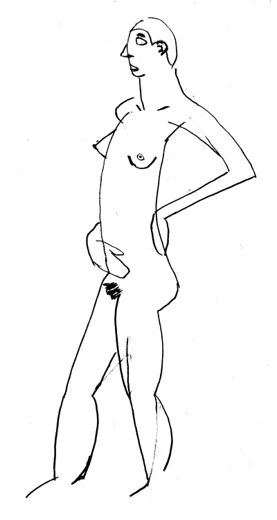 Vetor de Cartoon stick figure drawing conceptual illustration of naked or  nude woman with groin, crotch, genitalia and breasts covered by censored  bar or sign. Metaphor of nudity control. do Stock